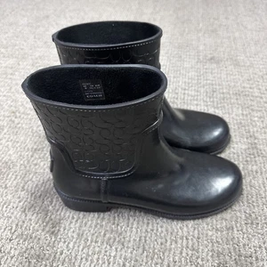 Coach Signature Short Rain Boots Black Women’s Size 7 - Picture 1 of 9