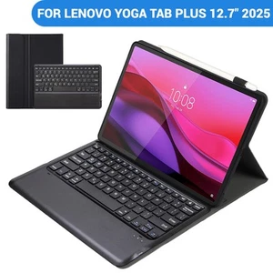 For Lenovo Yoga Tab Plus 12.7" 2025 Removable Keyboard Leather Stand Case Cover - Afbeelding 1 van 8