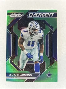2023 Prizm Football Micah Parsons GREEN PRIZM EMERGENT #H-18 Dallas Cowboys - Picture 1 of 2