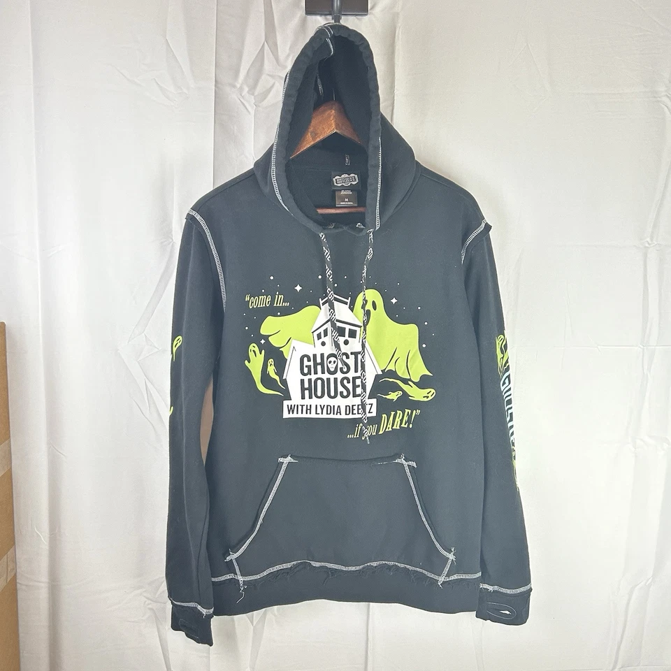 Hot Topic Beetlejuice Ghost House Lydia Deetz Ghostie Sudadera con Capucha Talla Mediana Negra Foto 1 de 4
