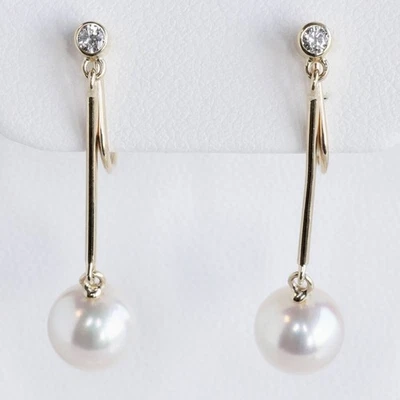 Pendientes MIKIMOTO: Perla Akoya 7,2 mm Oro Amarillo K14 L2,9 cm sin Caja Foto 1 de 4