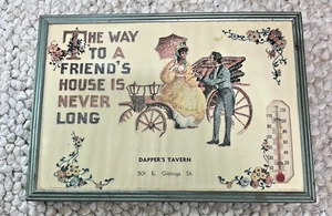 RARE ! Thermomètre vintage années 50 Le chemin de la maison d'un ami n'est jamais long - Photo 1/3