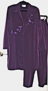 Maggie süßes Damen Hosen Set M zwei Knöpfe lila Tunika Oberteil mit Pull-On Hose - Bild 1 von 5