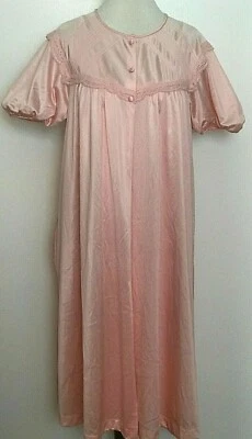 Conjunto de bata camisón vintage Vanity Fair melocotón nailon encaje mangas medias puntas EE. UU. Foto 1 de 4