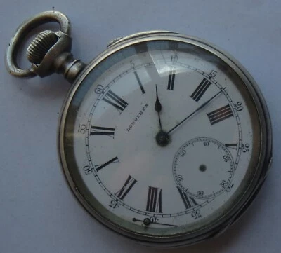 Longines pocket watch open face silver carved case load manual - Image 1 of 4