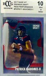 ✨2017 SAGE HIT PREMIER DRAFT 🏈 PEAK PERFORMANCE PATRICK MAHOMES ll RC BCCG 10 - Picture 1 of 5