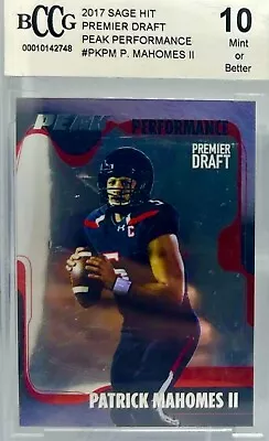 ✨2017 SAGE HIT PREMIER DRAFT 🏈 PEAK PERFORMANCE PATRICK MAHOMES ll RC BCCG 10 - Image 1 of 4