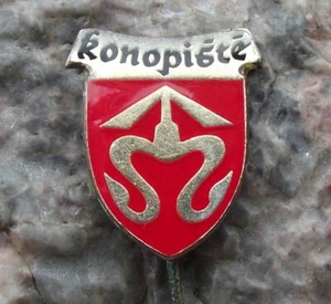 Antique Konopiste Konopischt Czech Castle Schloss Heraldic Crest Pin Badge - Picture 1 of 3