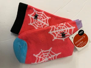 Halloween Crew Socks Size 9-11 NWTPink with spiders and webs - Picture 1 of 1