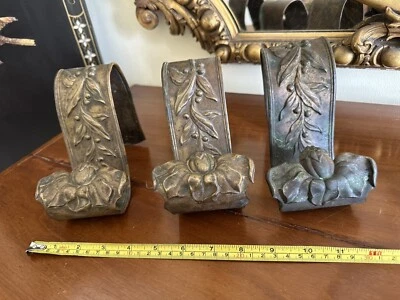3 Antique  French Bronze Curtain Pole Holders Tie back - Image 1 of 4