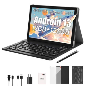 2025 Android 13 Tablet 10.1" 12GB+128GB 13MP 4-core 5GWiFi Widevine L1 7000mAh - Picture 1 of 31