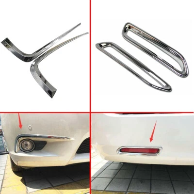 Front + Rear Fog Light Eyebrow Chrome Trim Cover Fit for Toyota Sienna 2011-2017 - Изображение 1 из 4