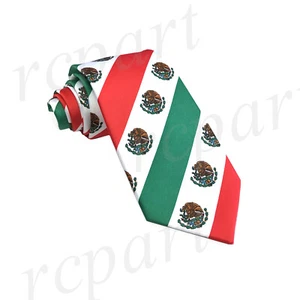 Nueva Corbata Escote Poliéster Para Hombre Solo Novedad Bandera México Verde Blanco Rojo - Imagen 1 de 2