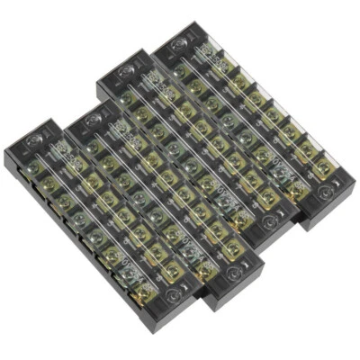 4Pcs TB2508 600V 25A Dual Rows 8P Covered Barrier Screw Terminal Block Strip - Image 1 of 4