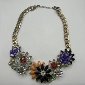 Collar de cadena dorada Natasha multicolor con flores de cristal - Imagen 1 de 5