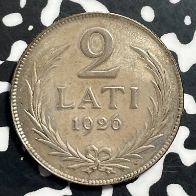 1926 Latvia 2 Lati Lot#T1367 Silver! High Grade! Beautiful! - Image 1 of 2