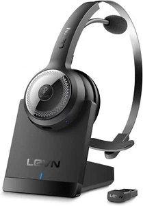 LEVN Bluetooth 5.2 Wireless Headset w. Mic AI Noise Cancelling 35 HRS USB Dongle - Zdjęcie 1 z 7