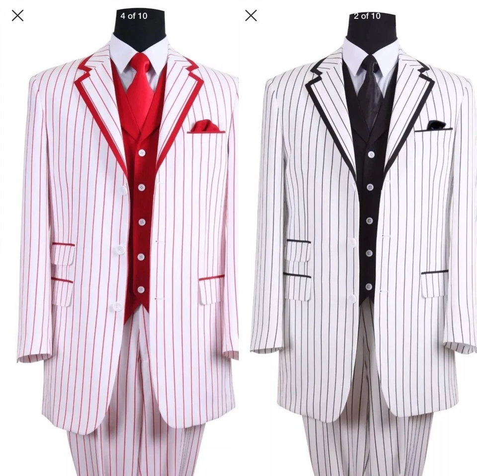 New Men's 3 piece Fashion Striped Suit With Solid Vest Style 5908V - Image 1 of 4
