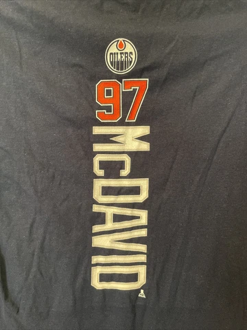 Connor McDavid Edmonton Oilers hockey Fanatics men’s blue shirt size small NWT Cover