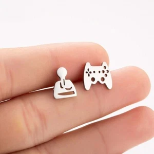 PENDIENTES JOYPAD JOYSTICK GAMER ACERO INOXIDABLE PUSHBACK TACHNO PLATA ORO NEGRO - Imagen 1 de 7