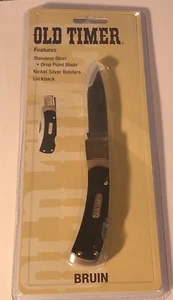 Old Timer Schrade Stainless Steel Drop Point Blade Nickel Bolsters Lockback NEW - Picture 1 of 10