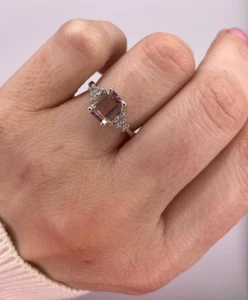 Anillo De Oro Blanco 18kt. Con Diamantes Naturales Y Morganita Natural - Imagen 1 de 5