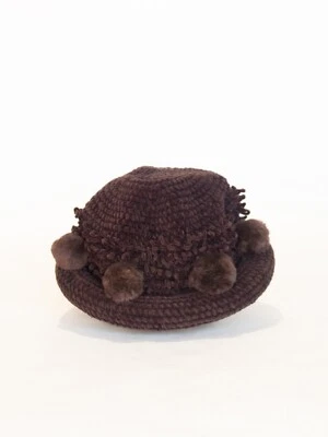 Vintage Beanie Stretch Brim Crochet Brown Knit Hat - Image 1 of 3