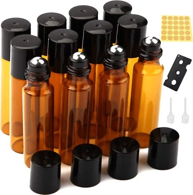 DKBT Roll on Glasflaschen Für Ätherisches Öl 12 Stück Braun Öl Flasche Leer 10Ml