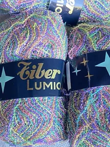 7 SKEINS VINTAGE UNGER TIBER LUMIO MADE IN FRANCE WOOL BLEND GLITTERY - Picture 1 of 6