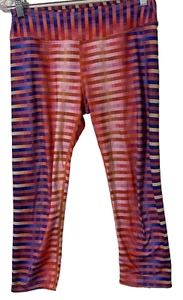 Prana Women's Medium Capri Yoga Leggings Striped Pink Purple Orange USA 28 x 21 - Picture 1 of 6