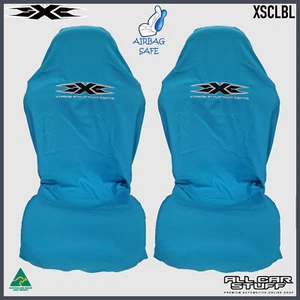 One Pair Australian Made sXc Brand Sky Blue Slip On Throw Over Car Seat Covers - Picture 1 of 8