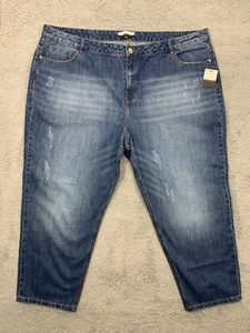 NWT Women's ELOQUII Elements 22 Blue Jean Distressed Denim Jeans - Picture 1 of 13