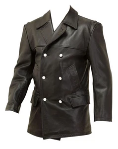 Chaqueta de cubierta de cuero alemana Uboat de la Segunda Guerra Mundial negra - hecha a tus tallas - Imagen 1 de 3