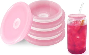 Joyclub 4 Pack Acrylic Lids for 16 Oz Glass Cups with Bamboo Lids and Straws Reu - Picture 1 of 7