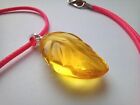 Pendant With Baltic Amber Gift Carved Leaf 925 Silver 3g