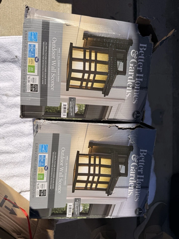 Better Homes & Gardens Ames Outdoor Wall Sconce Pair – New Open Box - Image 1 of 3