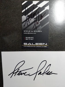 Tarjeta autógrafa firmada a mano de Steve Saleen 3X5 y tarjeta de visita -- hombre de negocios de automóviles - Imagen 1 de 5