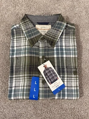 Weatherproof Vintage Men’s Flannel Shirt L Gray White Check – Long Sleeve - Image 1 of 2
