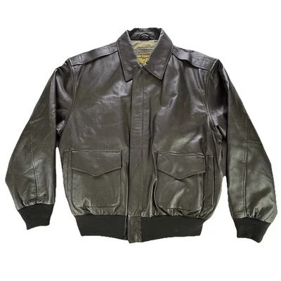 Air Force Landing Leathers Bomber A2 Flight Jacket Brown Mens Size Large Vintage - Image 1 of 4