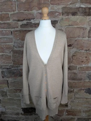 Pure Collection Beige Long V Neck Cashmere Cardigan - 38" chest - Image 1 of 3