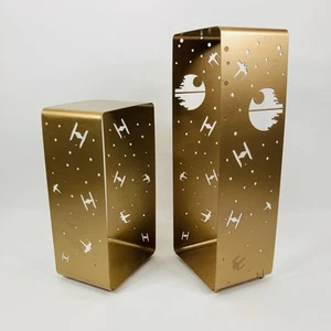 Star Wars Gold Stamped Lantern Battle Of The Death Star BIG 16” Tall w/ 12” SET - Picture 1 of 12