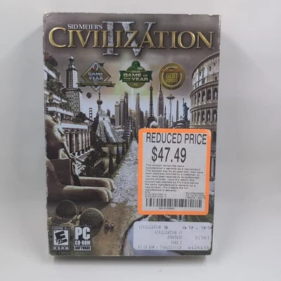 Sid Meier's Civilization IV 4 PC Game Small Box Fry's Sale Tag Sealed 2006 GOTY - Image 1 of 4