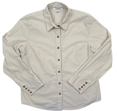Orvis Western Corduroy Shirt Cream Ivory Soft Cotton Cowgirl Cabin Cozy 10 - Image 1 of 4