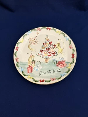 Plato de Navidad Anthropologie Susannah Garrod Tis The Season Deck The Halls NUEVO Foto 1 de 4