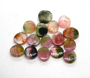 Natural Bi-Color Tourmaline Slices 16 Pcs Rainbow Color Loose Slices Lot 12.6 Ct - Picture 1 of 6