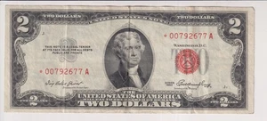 TWO DOLLAR FEDERAL RESERVE NOTE UNITED STATES OF AMERICA SERIES 1953 STAR BILL - Picture 1 of 2