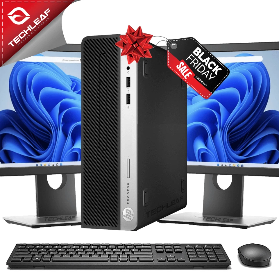 Computadora de escritorio HP i7, hasta 32 GB de RAM, SSD 4 TB, LCD dobles de 24", Windows 11 Foto 1 de 4