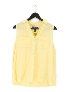 Lands End Women's T-Shirt UK 10 Yellow 100% Linen Sleeveless V-Neck Basic - Picture 1 of 6