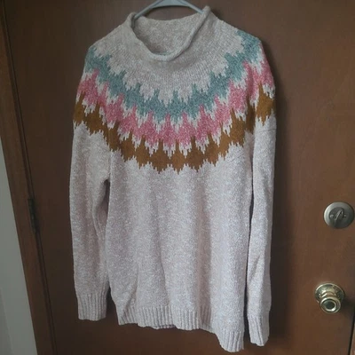L.L. Suéter Frijol Avena Marl Fair Isle Algodón Cuello Embudo -xl Foto 1 de 4