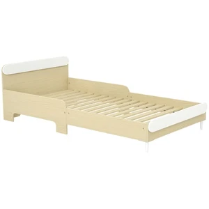 AIYAPLAY Letto per Bambini 3-10 Anni Basso in Legno e MDF Bianco e color Legno - Foto 1 di 10